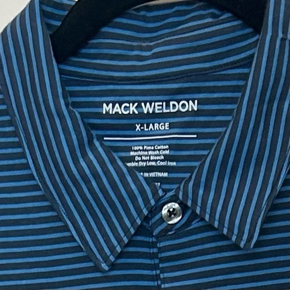Mack Weldon Pima T-Shirt Polo, Navy Crosswind - Pinpoint Stripe, XL - Picture 4 of 4